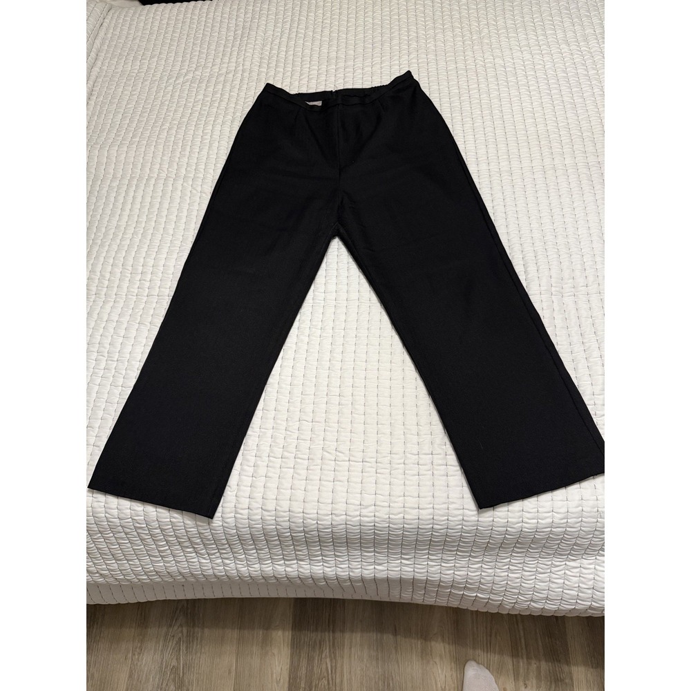 KIM ROGERS Women's Flat Front Black Straight Stretch Dress Pants Size 16